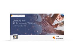 Einladungskarte zum 40. Kontaktpunkt Wirtschaft der Wirtschaftsförderung Oldenburg in den Räumen der Jade Hochschule. Karte: Stockwerk2 Einladungskarte zum 40. Kontaktpunkt Wirtschaft der Wirtschaftsförderung Oldenburg in den Räumen der Jade Hochschule. Karte: Stockwerk2