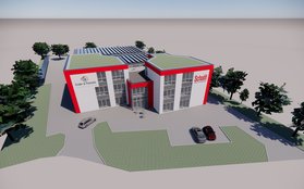 Visualisierung des Neubaus am Standort im Gewerbegebiet Tweelbäke. Quelle: Backhaus Ingenieure