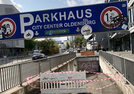 Die gesperrte Einfahrt zur Tiefgarage am Stadtmuseum. Foto: Stadt Oldenburg