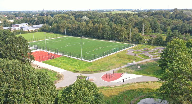 Luftbild: Blick von oben auf den Sportpark Kreyenbrück. Foto: PS+ Planung von Sportstätten