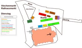 Plan des Wochenmarktes Rathausmarkt dienstags. Plan: Stadt Oldenburg