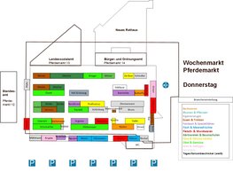 Plan des Wochenmarktes Pferdemarkt donnerstags. Plan: Stadt Oldenburg