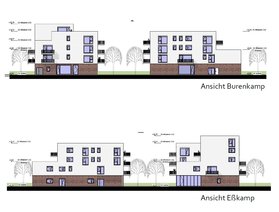 Ansichten Neubauvorhaben Burenkamp/Eßkamp. Grafik: HBO1 GmbH