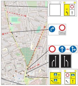 Karte mit den Standorten in Oldenburg, an denen die neuen smarten Verkehrszeichen aufgestellt wurden. Quelle: OOWV