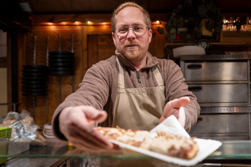 Ein Pizzastand auf dem Lamberti-Markt 2024. Foto: Sascha Stüber