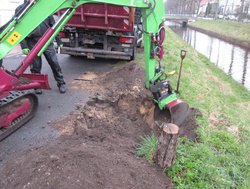 Die alten Wurzeln werden mit dem Bagger ausgegraben. Foto: Stadt Oldenburg