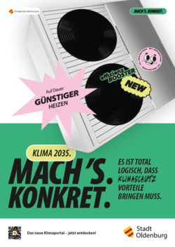 Auf Dauer günstiger: Die Klimaschutz-Kampagne stellt die Wärmepumpe in den Mittelpunkt. Grafik: Coool Agency