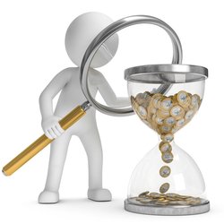 Figur mit Lupe und Sanduhr. Foto: fotomek/Fotolia.com