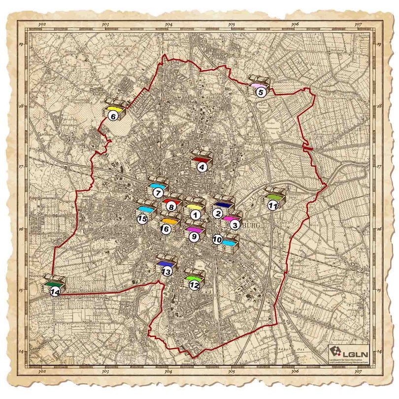 Schatzkarte Caches. Quelle: Stadt Oldenburg