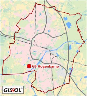 Lage der Grundschule Hogenkamp. Klick führt zur Karte. Quelle: GIS4OL