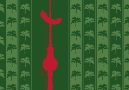 Silhouette des Berliner Fernsehturms mit einer Wurst oben drauf. Bild: Stadt Oldenburg