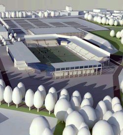 Entwurf eines neuen Stadions an der Weser-Ems-Halle. Foto: AS+P – Albert Speer und Partner GmbH
