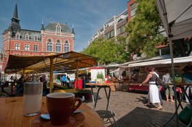 Wochenmarkt Rathaus, Kaffeestand Nahaufnahme. Foto: Stadt Oldenburg