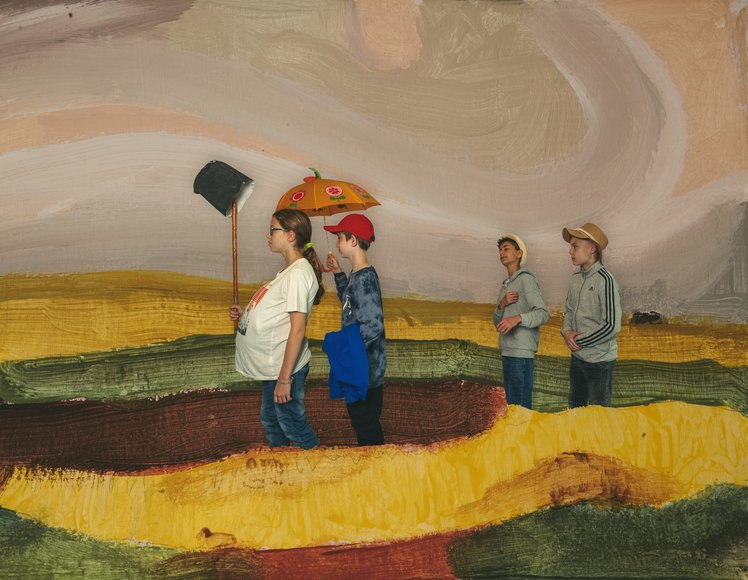 Interpretation des Bildes "Sonntagsspaziergang" der zweiten Gruppe von dem Herbartgymnasium . Foto: Thomas Brand