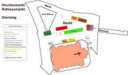 Plan vom Wochenmarkt Rathausmarkt dienstags. Plan: Stadt Oldenburg  Stadt Oldenburg