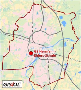 Lage der Grundschule Hermann-Ehlers-Schule. Klick führt zur Karte. Quelle: GIS4OL