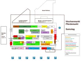 Plan des Wochenmarktes Pferdemarkt samstags. Plan: Stadt Oldenburg