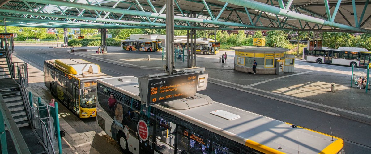Busse der VWG stehen am ZOB. Foto: Mittwollen und Gradetchliev