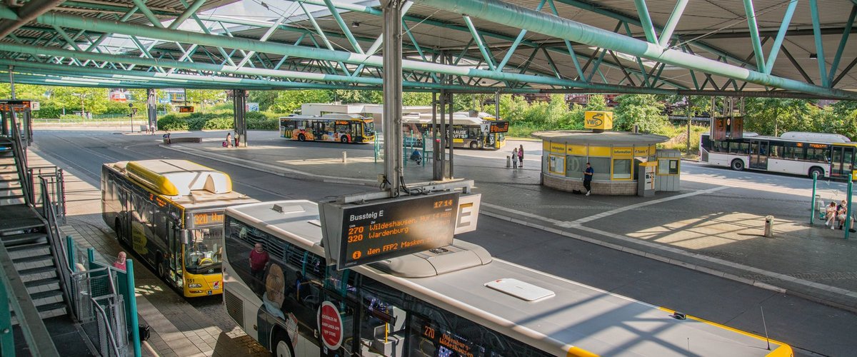 Busse der VWG stehen am ZOB. Foto: Mittwollen und Gradetchliev