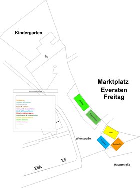 Plan des Wochenmarktes Eversten freitags. Plan: Stadt Oldenburg