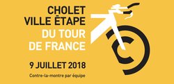 Grafik zur Tour de France 2018. Quelle: Stadt Cholet Grafik zur Tour de France 2018; Text: Cholet Ville Étape, 9 Juillet 2018. Quelle: Stadt Cholet