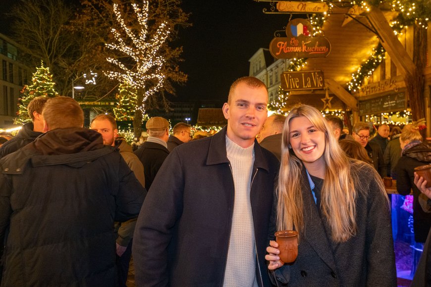 Sascha Stüber Eine Besuchergruppe auf dem Lamberti-Markt 2025. Foto: Sascha Stüber