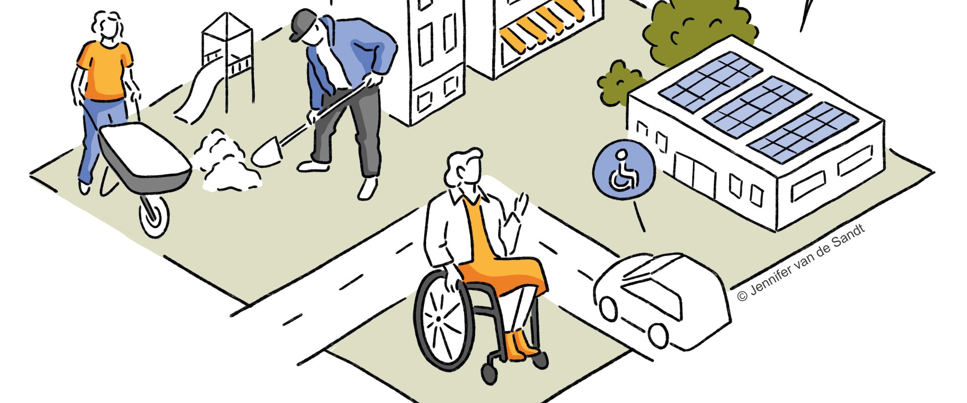 Illustration zum Thema Gelebte Wir-Kultur mit unterschiedlichen Bildelementen. Illustration: Jennifer van de Sandt