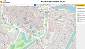 Screenshot der Startseite der Web-Applikation „Kunst im öffentlichen Raum“. Quelle: Stadt Oldenburg