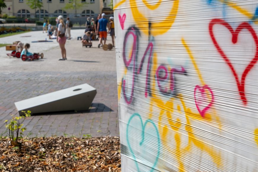 Sicht auf die neue Freizeitfläche mit Graffiti-Wand. Foto: Sascha Stüber