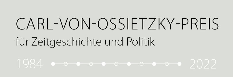 Dekoratives Carl-von-Ossietzky-Preis Logo mit Zeitstrahl. Stadt Oldenburg.