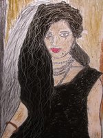 Werk von Farida Kashat zu einer Farbfotografie van Nan Goldin. Foto: Artothek Oldenburg