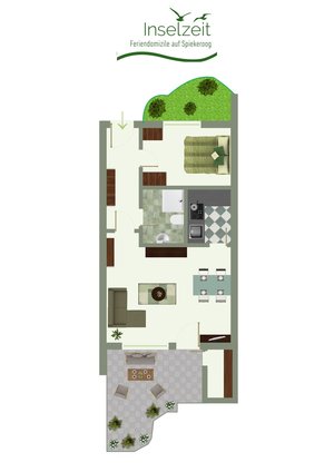 Grundriss der Ferienwohnung. Quelle: Inselzeit