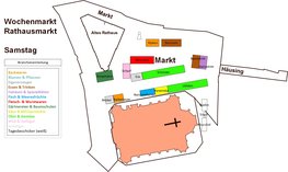 Plan vom Wochenmarkt Rathausmarkt samstags. Plan: Stadt Oldenburg  Stadt Oldenburg