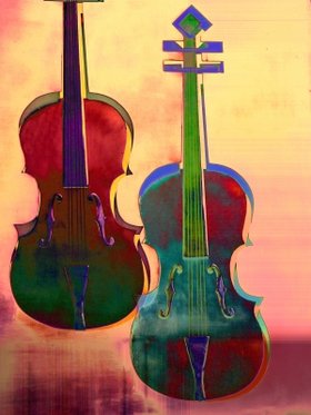 Collage aus zwei Violinen. Foto: Didi01/pixelio