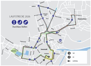 Über diese Strecken führt der Oldenburg Marathon in diesem Jahr im Oldenburger Stadtgebiet. Grafik: Oldenburger Marathonverein