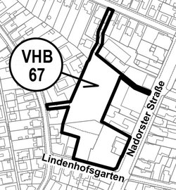 Lageplan mit Bebauungsplangrenze
