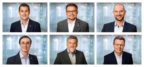 Die Mitarbeiter des Fachdienstes Unternehmensservice im Amt für Wirtschaftsförderung der Stadt Oldenburg. Collage: Stadt Oldenburg. Fotos: Foto- und Bilderwerk
