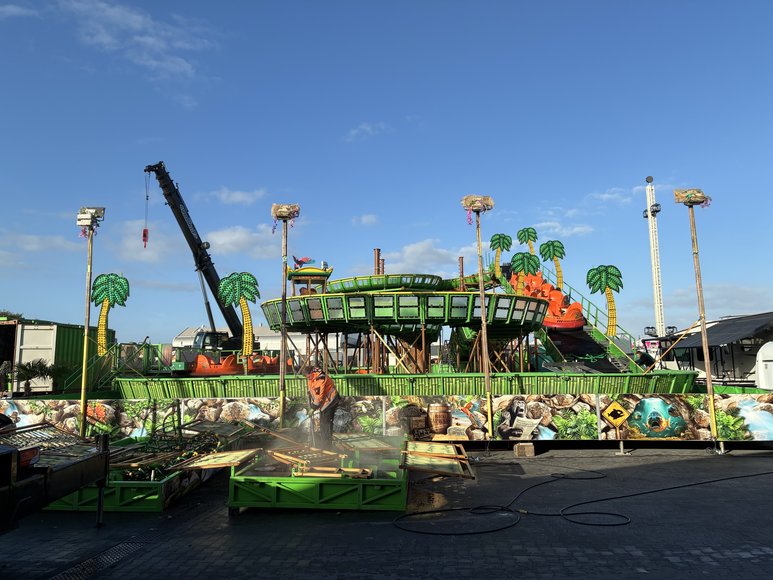 Die Rafting-Bahn „Rio Rapidos“ beim Aufbau am 24. September 2026. Foto: Stadt Oldenburg