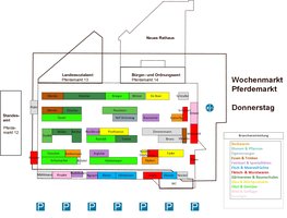 Plan des Wochenmarktes Pferdemarkt donnerstags. Plan: Stadt Oldenburg