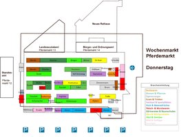 Plan des Wochenmarktes Pferdemarkt donnerstags. Plan: Stadt Oldenburg