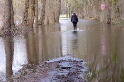 Überschwemmte Straße am Bornhorster See zum Jahreswechsel 2023/2024. Foto: Sascha Stüber