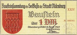 Coupon zur Bausteinsammlung des sozialen Wohnungsbaufonds 1949. Quelle: Stadt Oldenburg Coupon zur Bausteinsammlung des sozialen Wohnungsbaufonds 1949. Quelle: Stadt Oldenburg