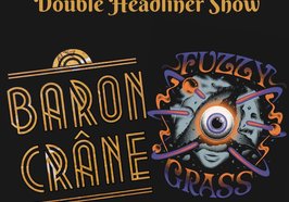 Zwei Bandlogos der Bands Fuzzy Grass und Baron Crâne