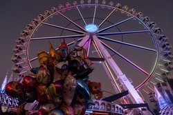 Das Riesenrad mit Ballontraube. Foto: Sascha Stüber Das Riesenrad mit Ballontraube. Foto: Sascha Stüber