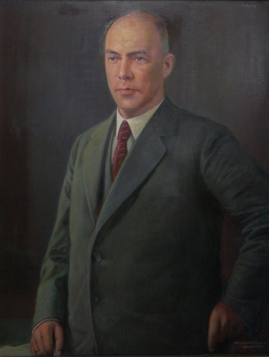 Fotohinweis: Bernhard Winter, Portrait Heinrich Rabeling, 1947/60 (vom Künstler nachträglich bearbeitet), Öl auf Leinwand, 94,5 x 72,5cm; Stadtmuseum Oldenburg