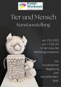 Flyer von der Ausstellung Tier und Mensch. Flyer: Herbartgymnasium