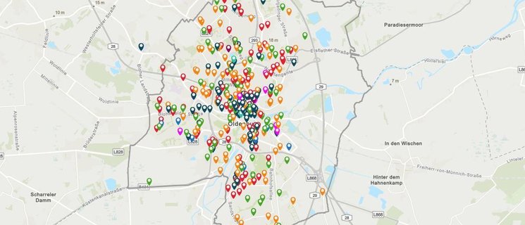 Screenshot des Sozialen Stadtplans im Internet. Foto: Stadt Oldenburg