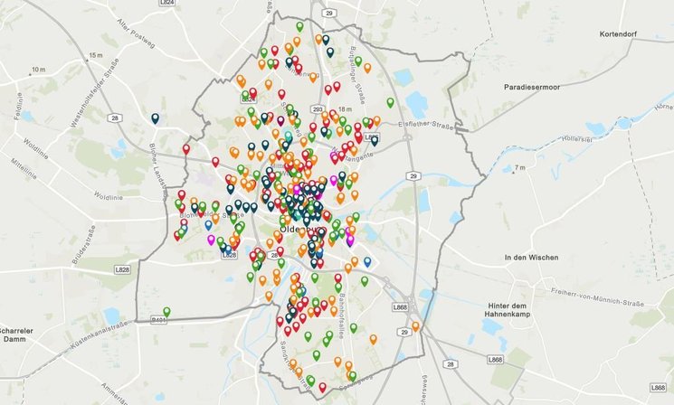 Screenshot des Sozialen Stadtplans im Internet. Foto: Stadt Oldenburg