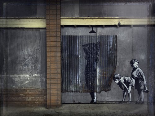 Banksy's Shower Curtain. © Barry Cawston.