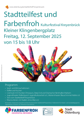 Flyer für Stadtteilfest und Farbenfroh Kulturfestival Kreyenbrück